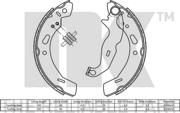 NK 2725762 - Brake Shoe Set onlydrive.pro