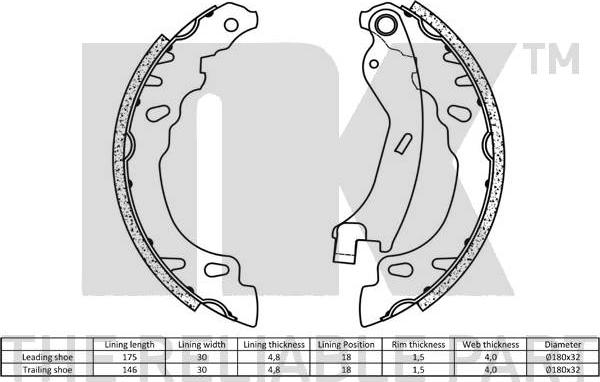 NK 2723727 - Brake Shoe Set onlydrive.pro