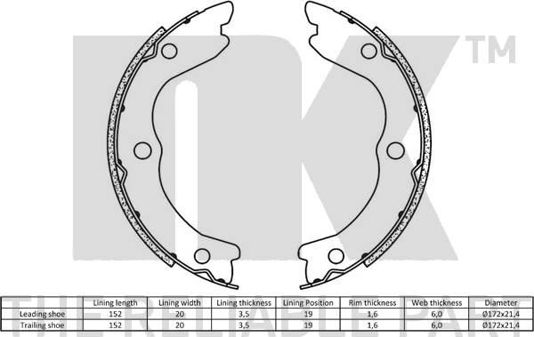 NK 2722719 - Brake Shoe Set, parking brake onlydrive.pro