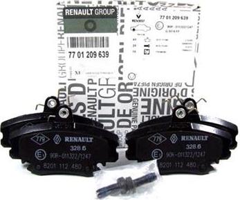 RENAULT 7701209639 - Brake Pad Set, disc brake onlydrive.pro