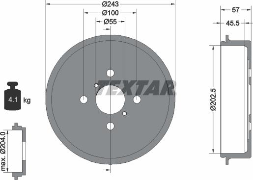 Textar 94045200 - Brake Drum onlydrive.pro