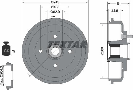 Textar 94041300 - Bremžu trumulis onlydrive.pro