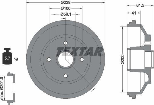 Textar 94043000 - Stabdžių būgnas onlydrive.pro