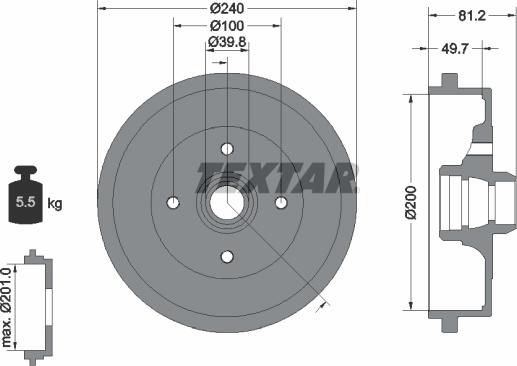 Textar 94006700 - Brake Drum onlydrive.pro