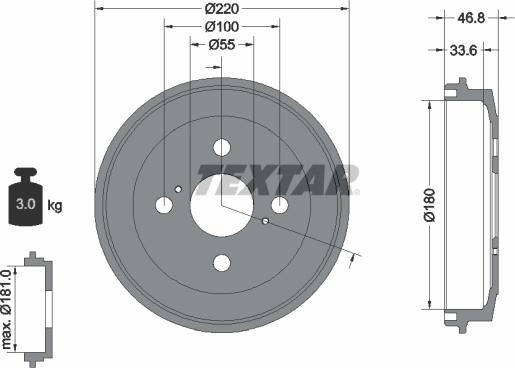 Textar 94036400 - Brake Drum onlydrive.pro