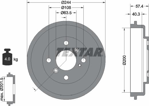 Textar 94031900 - Stabdžių būgnas onlydrive.pro