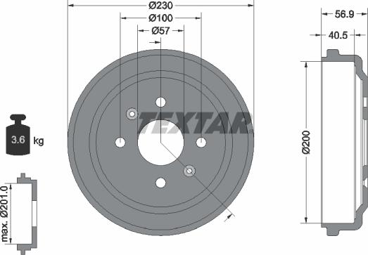 Textar 94032100 - Brake Drum onlydrive.pro