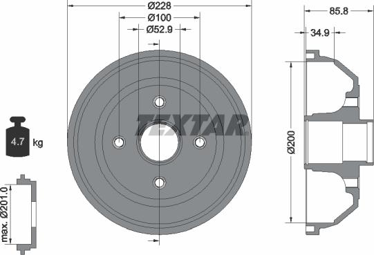 Textar 94024100 - Brake Drum onlydrive.pro