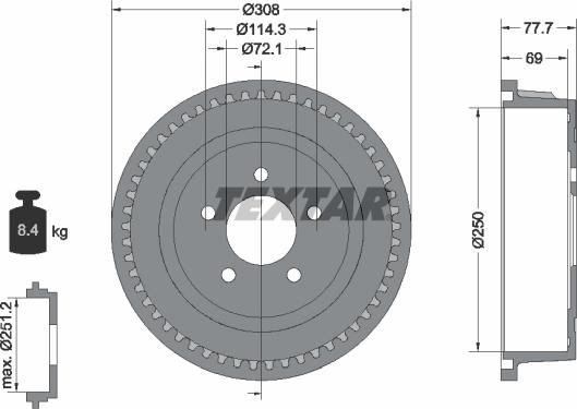 Textar 94028100 - Brake Drum onlydrive.pro