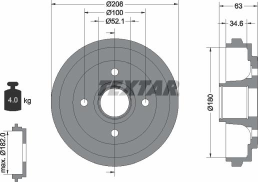 Textar 94023900 - Bremžu trumulis onlydrive.pro