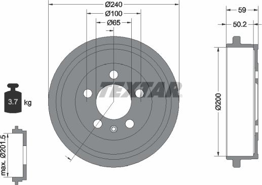 Textar 94023800 - Brake Drum onlydrive.pro