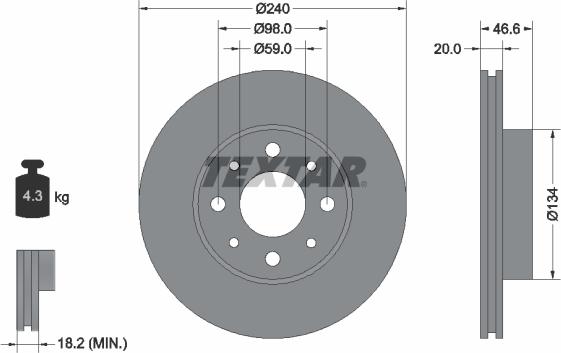 Textar 92090300 - Brake Disc onlydrive.pro