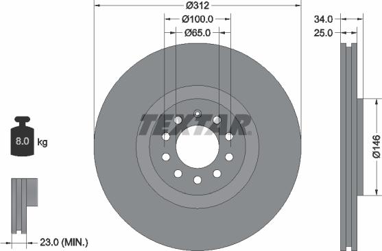 Textar 92098505 - Stabdžių diskas onlydrive.pro