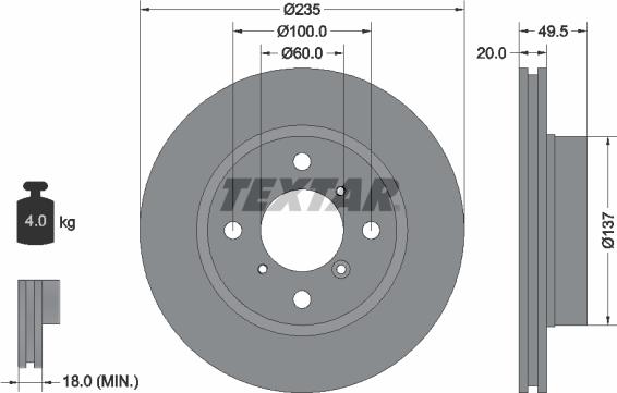 Textar 92093200 - Brake Disc onlydrive.pro