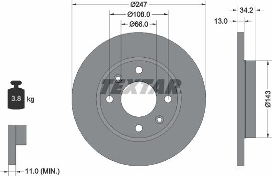 Textar 92092803 - Stabdžių diskas onlydrive.pro