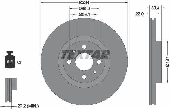 Textar 92055203 - Brake Disc onlydrive.pro