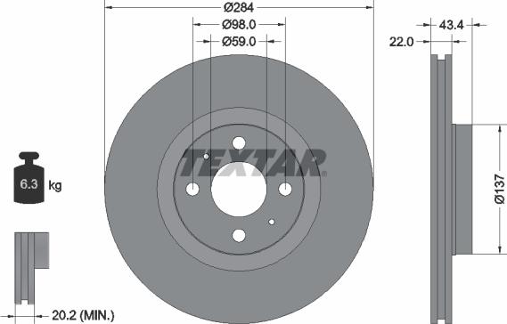 Textar 92053503 - Brake Disc onlydrive.pro