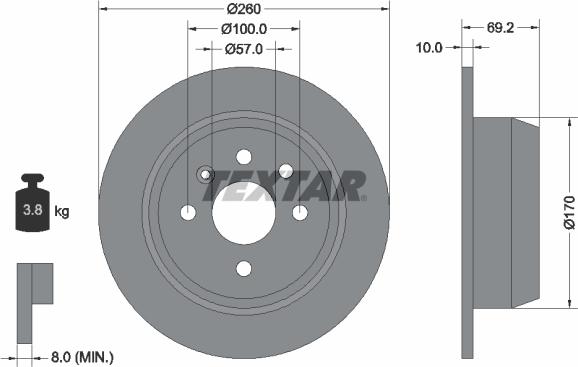 Textar 92057000 - Brake Disc onlydrive.pro