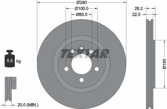 Textar 92057100 - Brake Disc onlydrive.pro