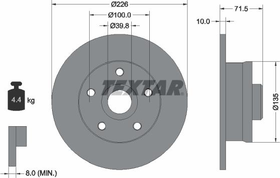 Textar 92057200 - Brake Disc onlydrive.pro