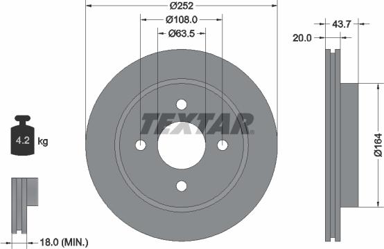 Textar 92063603 - Brake Disc onlydrive.pro