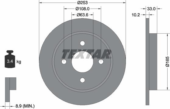 Textar 92088403 - Stabdžių diskas onlydrive.pro