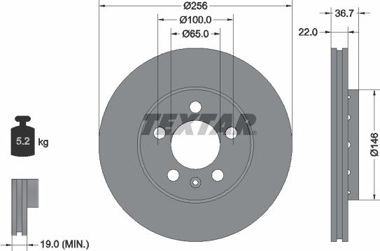 Textar 92082205 - Brake Disc onlydrive.pro