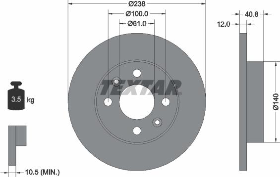 Textar 92036103 - Тормозной диск onlydrive.pro