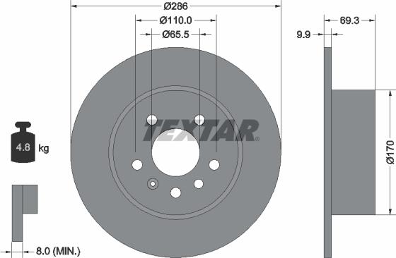 Textar 92075703 - Brake Disc onlydrive.pro