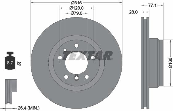 Textar 92071405 - Brake Disc onlydrive.pro