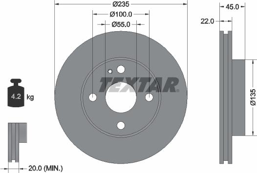 Textar 92071500 - Brake Disc onlydrive.pro