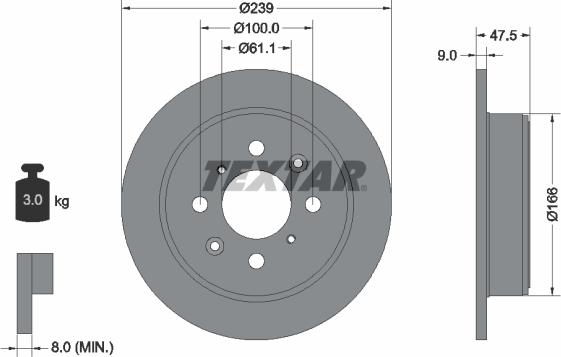 Textar 92077903 - Bremžu diski onlydrive.pro