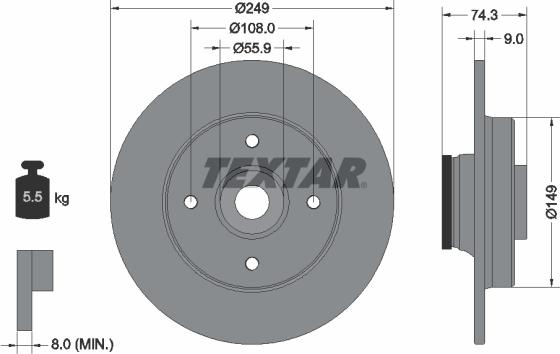 Textar 92194103 - Brake Disc onlydrive.pro