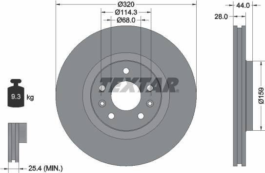 Textar 92195403 - Stabdžių diskas onlydrive.pro