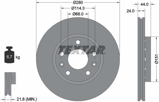 Textar 92195505 - Brake Disc onlydrive.pro