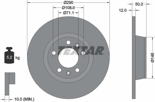 Textar 92195803 - Brake Disc onlydrive.pro