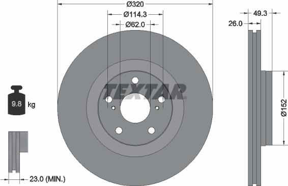 Textar 92195300 - Brake Disc onlydrive.pro