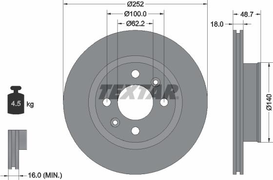 Textar 92196503 - Brake Disc onlydrive.pro