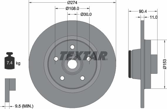 Textar 92196203 - Stabdžių diskas onlydrive.pro