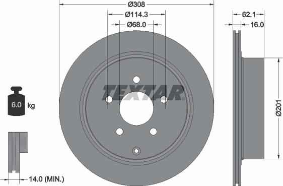 Textar 92149303 - Brake Disc onlydrive.pro