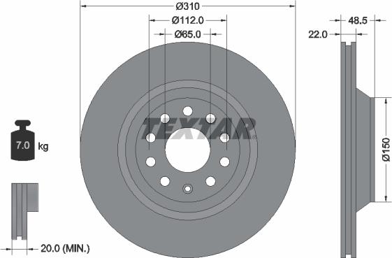 Textar 92140703 - Brake Disc onlydrive.pro