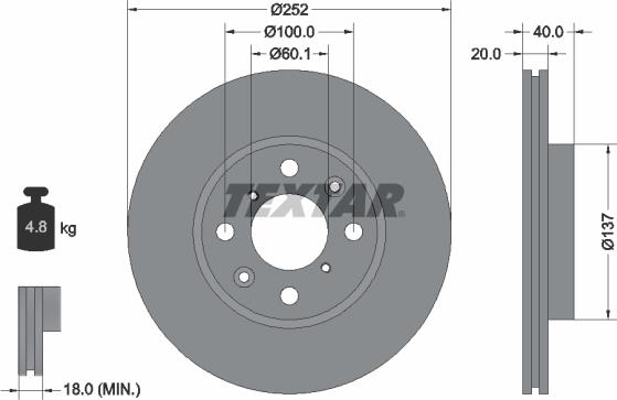 Textar 92148903 - Brake Disc onlydrive.pro