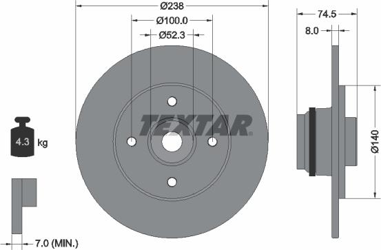 Textar 92154003 - Brake Disc onlydrive.pro