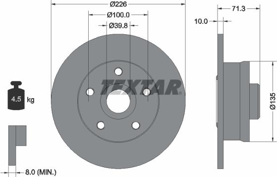 Textar 92153800 - Тормозной диск onlydrive.pro