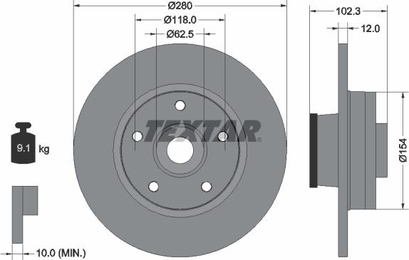 Textar 92153703 - Brake Disc onlydrive.pro