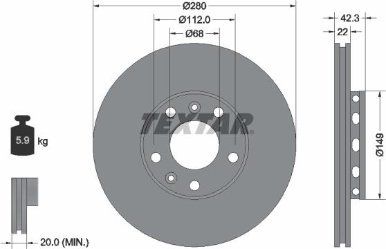 Textar 92152203 - Stabdžių diskas onlydrive.pro