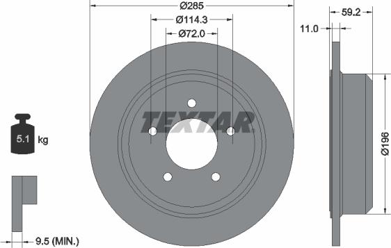 Textar 92169403 - Brake Disc onlydrive.pro