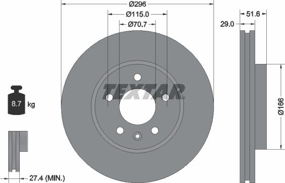 Textar 92165405 - Brake Disc onlydrive.pro