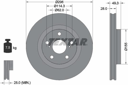 Textar 92168803 - Brake Disc onlydrive.pro