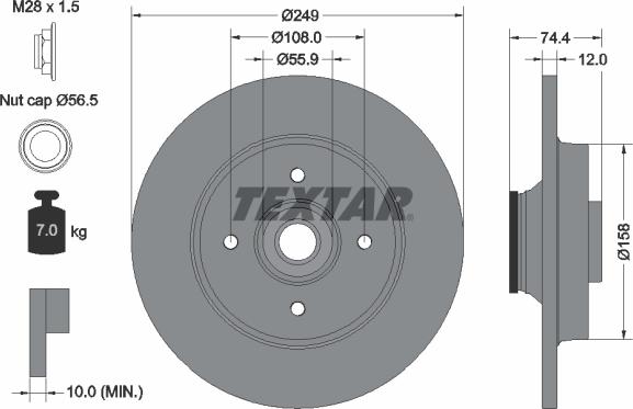 Textar 92168703 - Brake Disc onlydrive.pro
